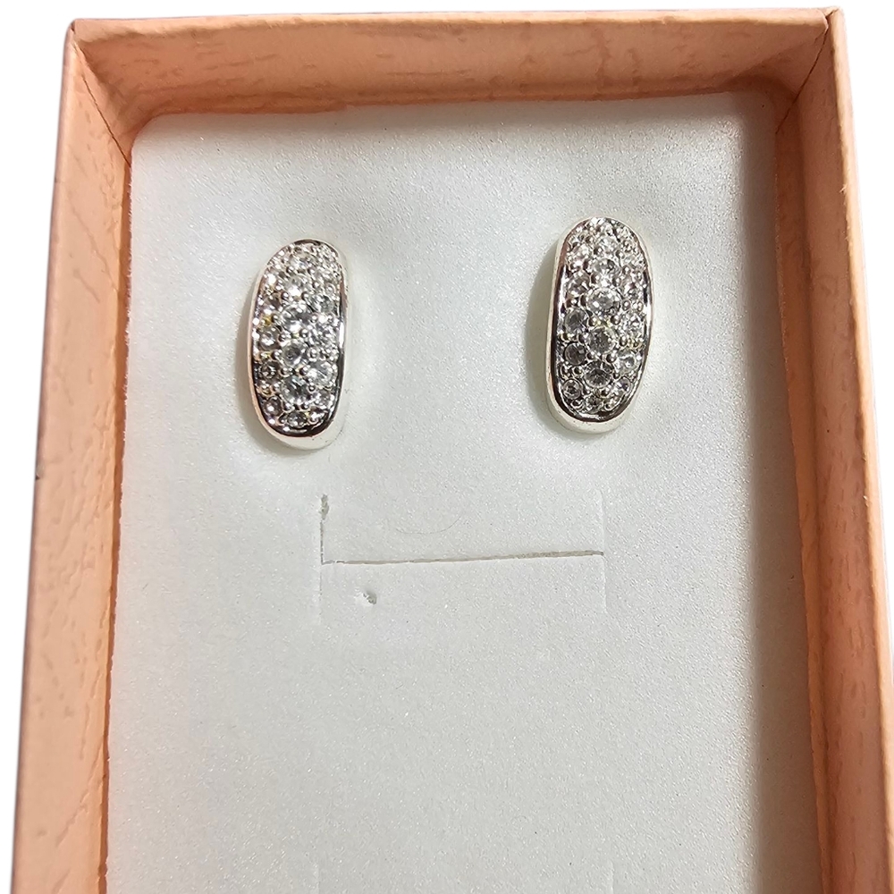 Swarovski Sterling Silver Crystal Stud Earrings - Picture 2 of 6